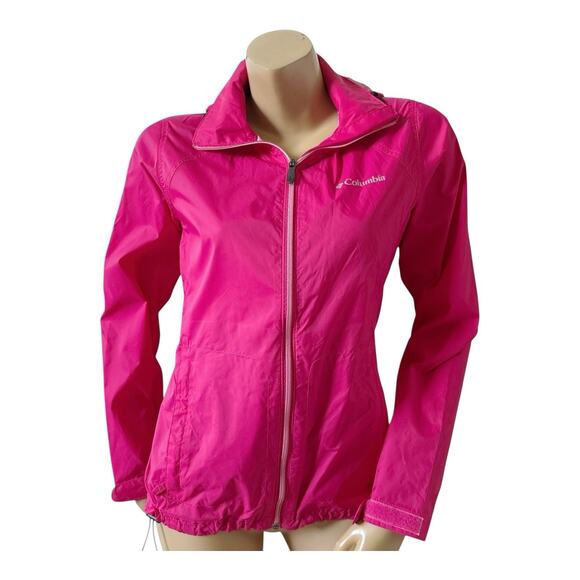 COLUMBIA Womens Size Small Pink Switchback III Hooded Zip Up Windbreaker Jacket - Picture 1 of 8